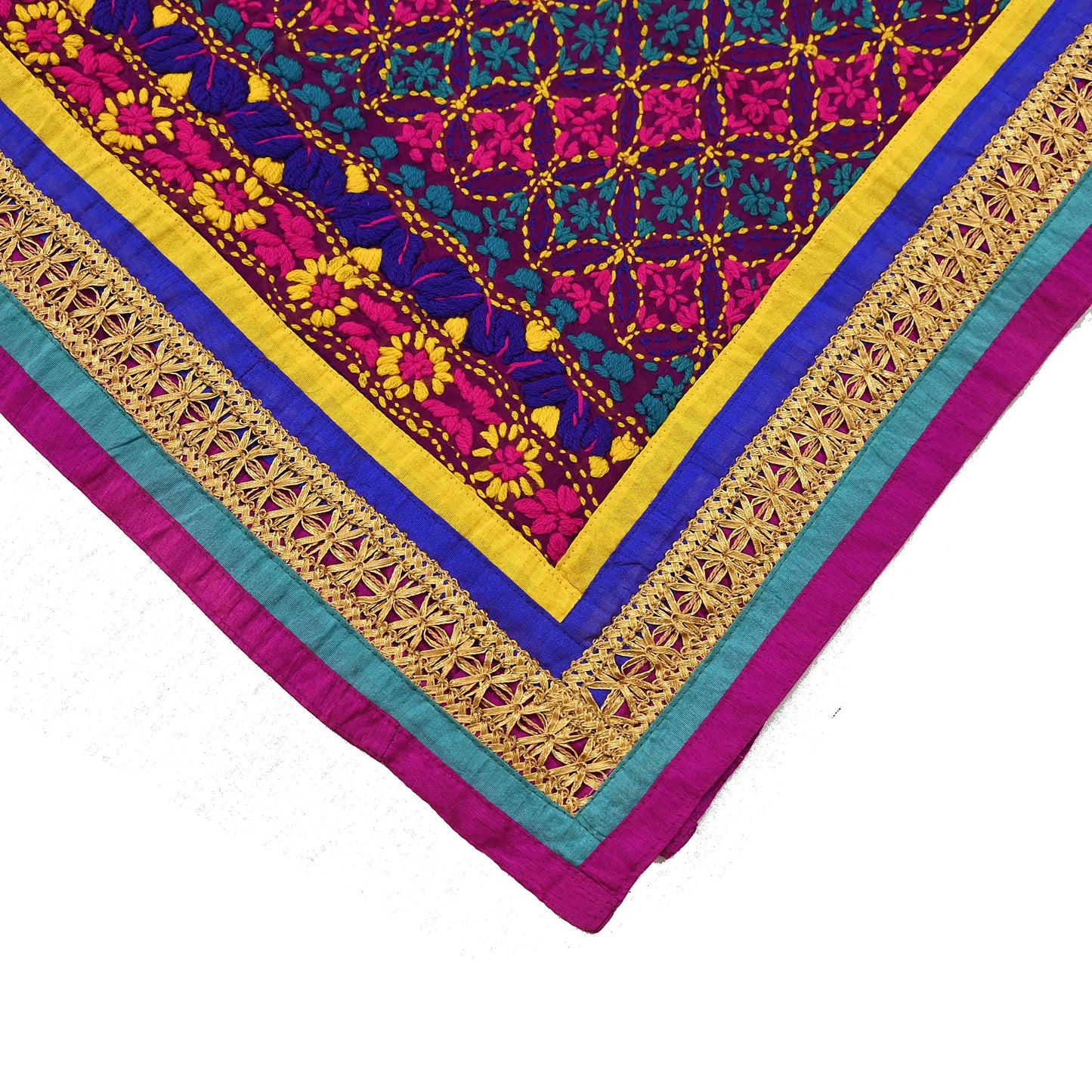 Indian Vintage Dupatta Purple Long Stole Blend Georgette Hand Embroidered Phulkari Stole Scarves Party wear