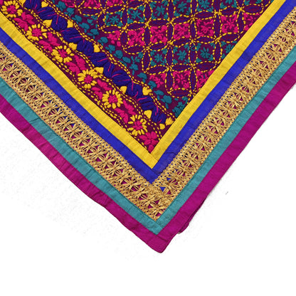 Indian Vintage Dupatta Purple Long Stole Blend Georgette Hand Embroidered Phulkari Stole Scarves Party wear