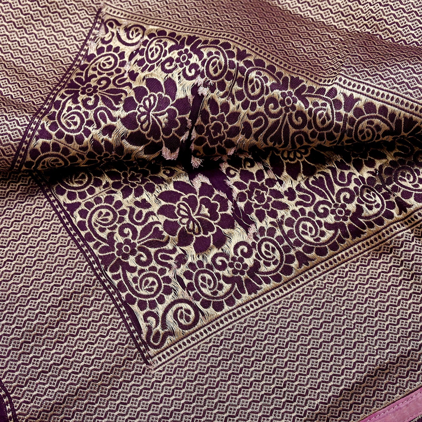 Indian Vintage Purple Dupatta Long Stole Blend silk Woven Banarasi Scarves Veil Scarf Wrap Hippie Boho Soft Floral