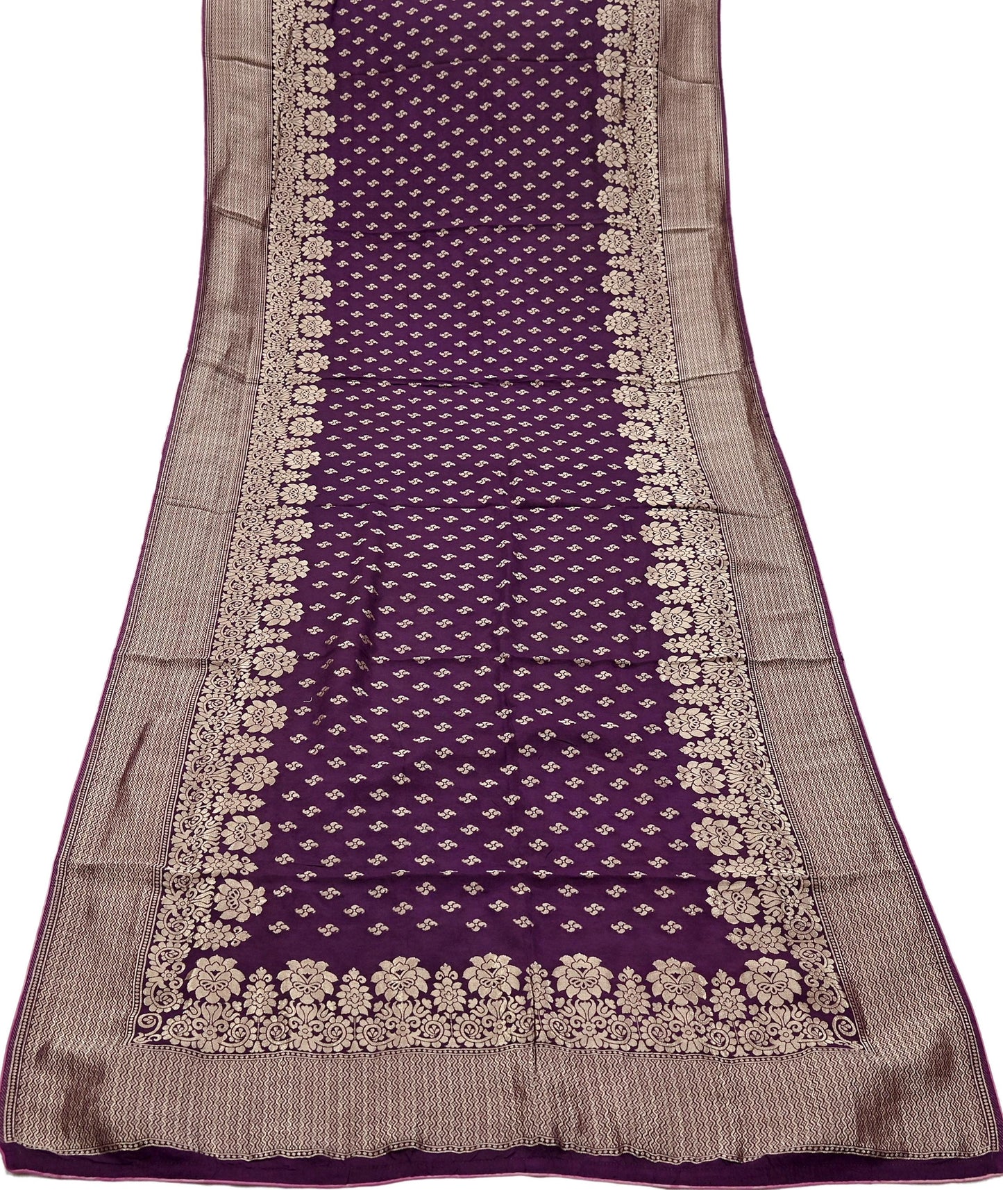 Indian Vintage Purple Dupatta Long Stole Blend silk Woven Banarasi Scarves Veil Scarf Wrap Hippie Boho Soft Floral