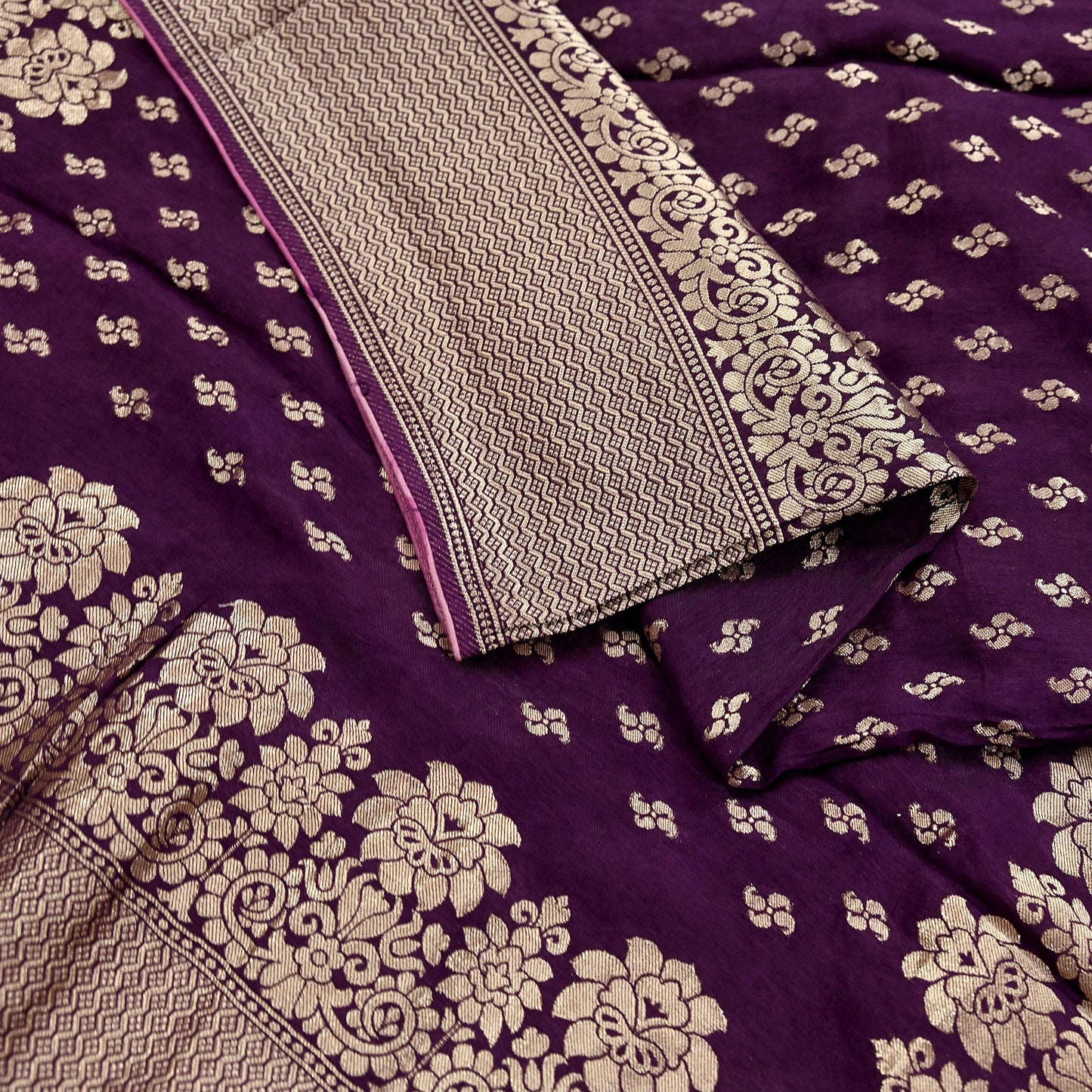 Indian Vintage Purple Dupatta Long Stole Blend silk Woven Banarasi Scarves Veil Scarf Wrap Hippie Boho Soft Floral