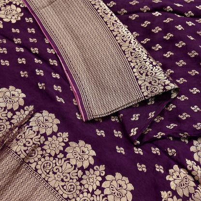 Indian Vintage Purple Dupatta Long Stole Blend silk Woven Banarasi Scarves Veil Scarf Wrap Hippie Boho Soft Floral