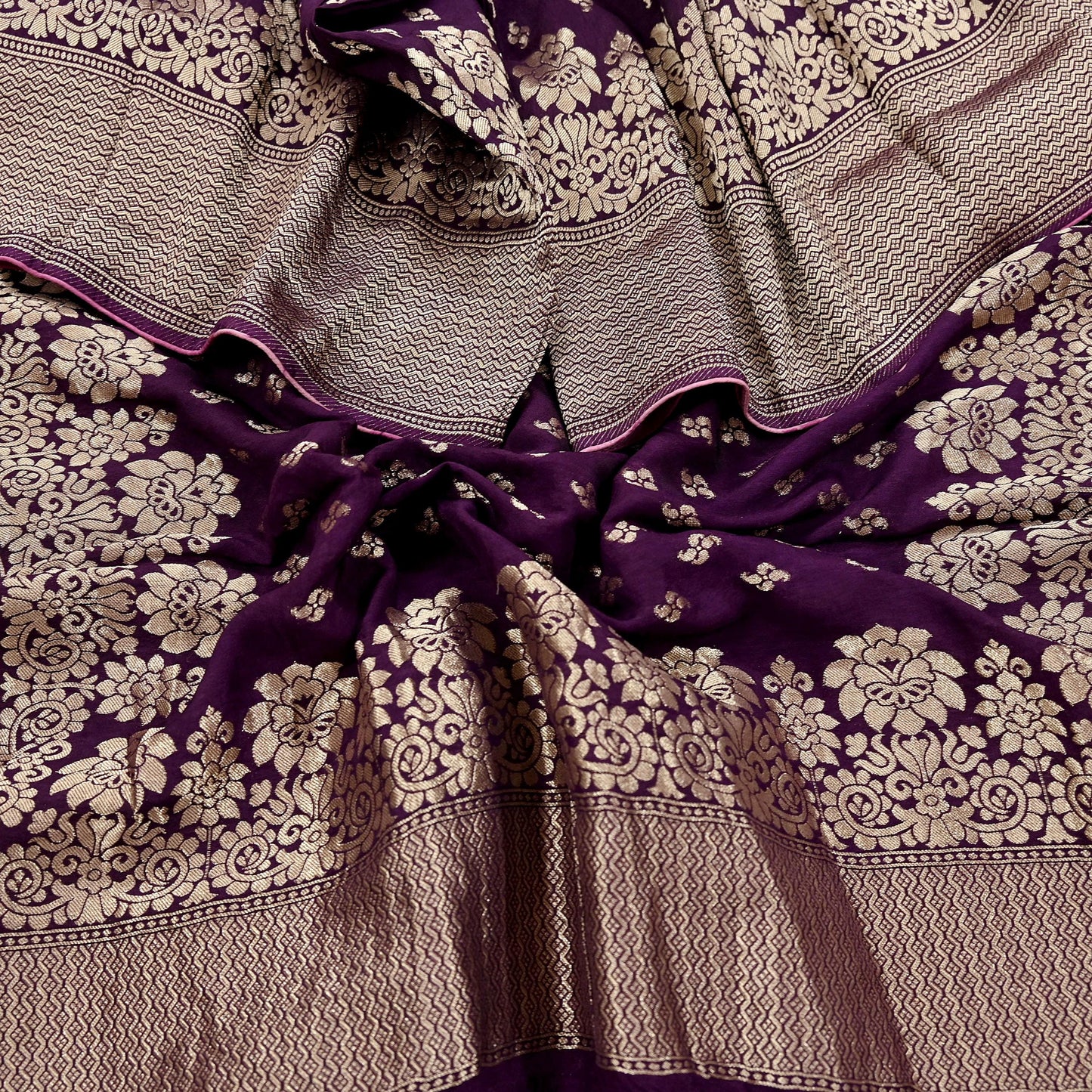 Indian Vintage Purple Dupatta Long Stole Blend silk Woven Banarasi Scarves Veil Scarf Wrap Hippie Boho Soft Floral
