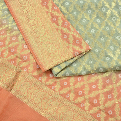 Indian Vintage Green & Orange Dupatta Long Stole Cotton Woven Bandhani Veil Scarves soft Boho Wrap Hijab