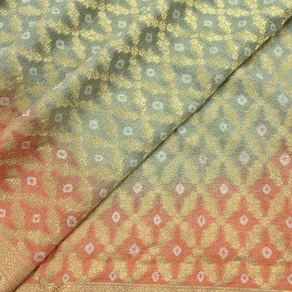 Indian Vintage Green & Orange Dupatta Long Stole Cotton Woven Bandhani Veil Scarves soft Boho Wrap Hijab