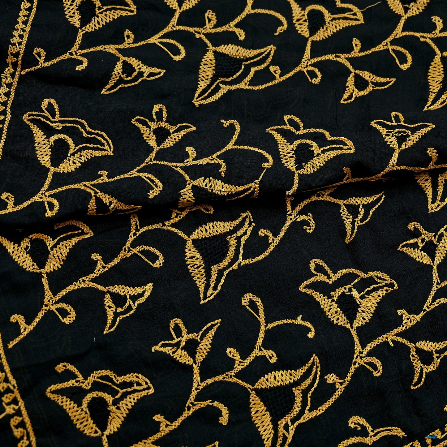 Indian Vintage Dupatta Black Long Stole Pure Cotton Hand Embroidered Kantha Scarves Veil Scarf Wrap For Women's