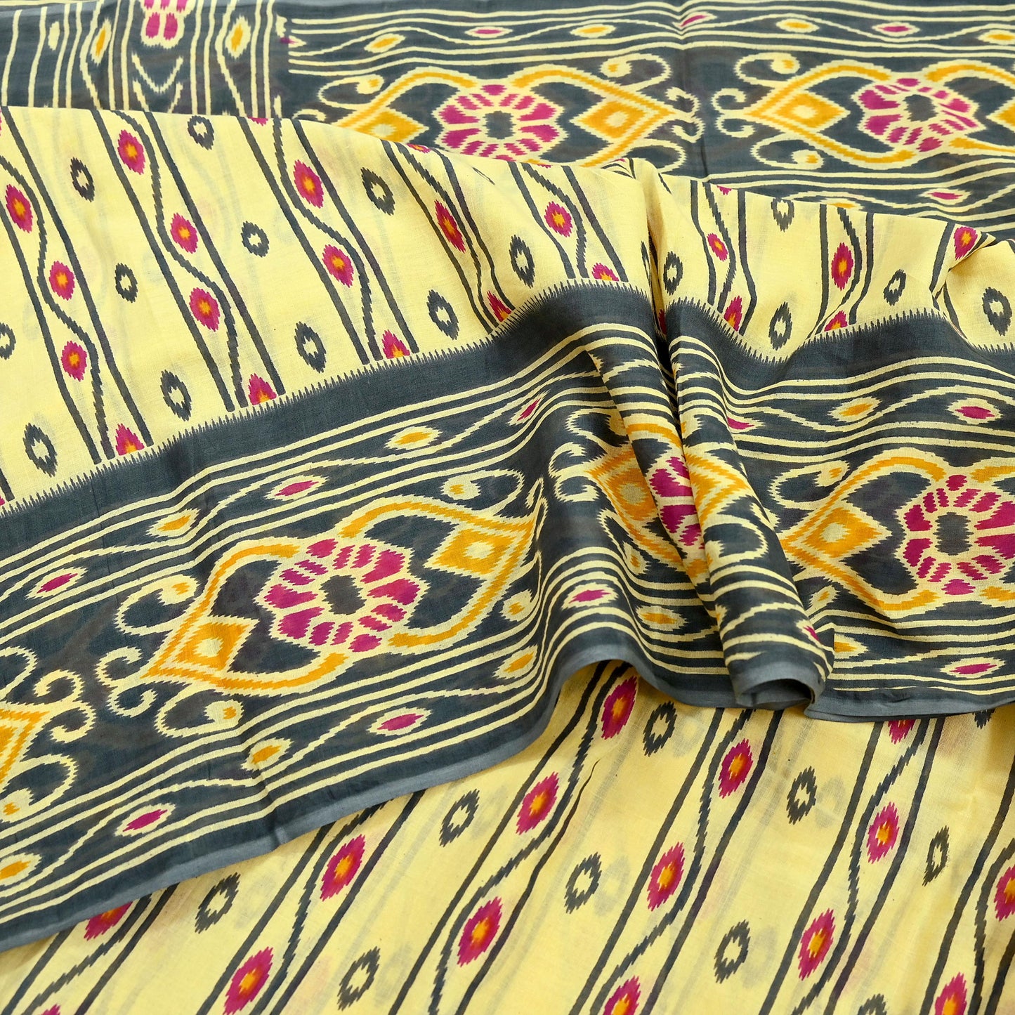 Indian Vintage Sari Blue & Gray Printed 100% Pure Cotton Saree Craft Fabric 5Yd Soft Sewing Sarong Wrap Boho Stripes Dress making Quilting