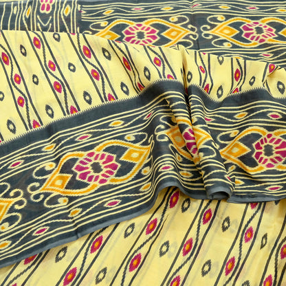 Indian Vintage Sari Blue & Gray Printed 100% Pure Cotton Saree Craft Fabric 5Yd Soft Sewing Sarong Wrap Boho Stripes Dress making Quilting