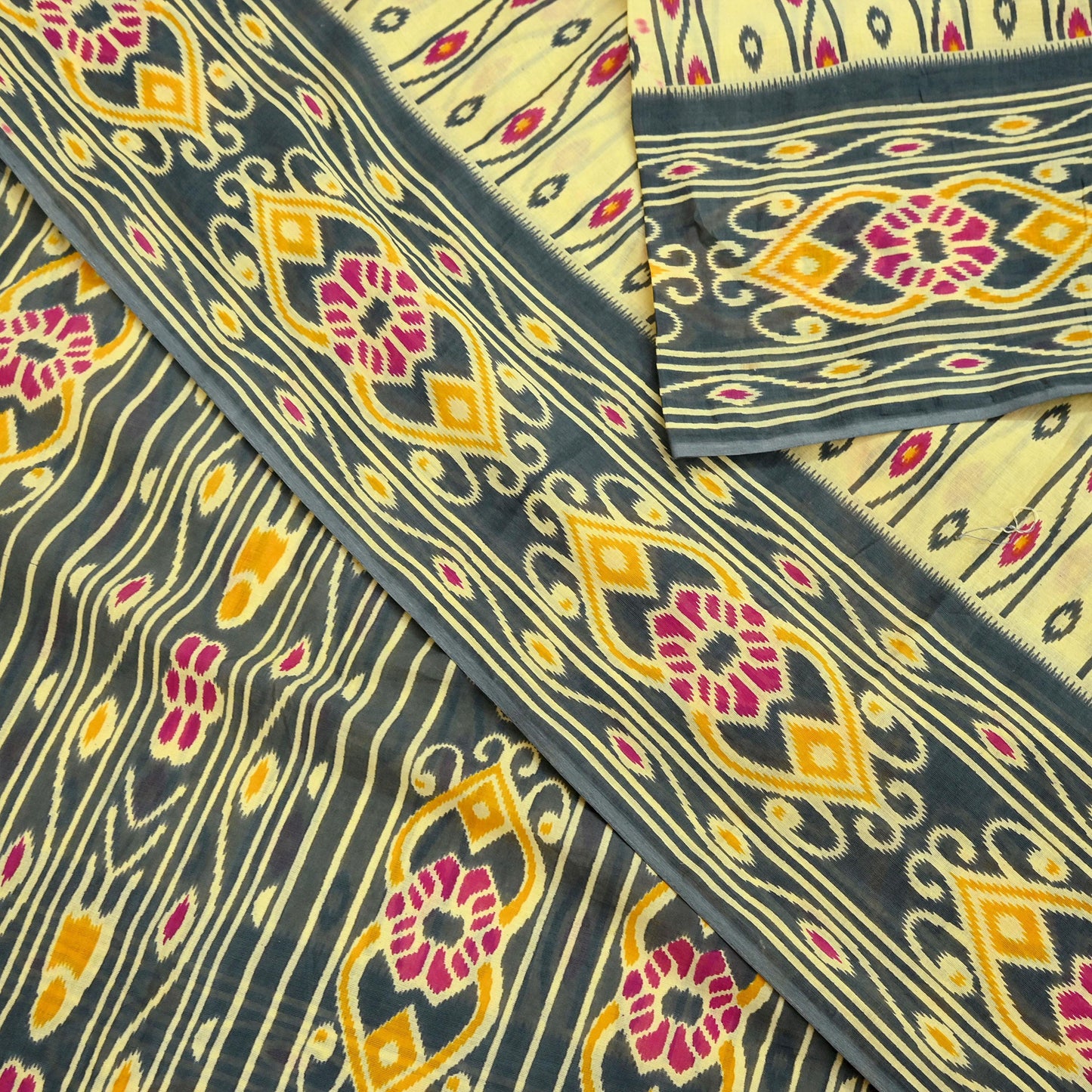 Indian Vintage Sari Blue & Gray Printed 100% Pure Cotton Saree Craft Fabric 5Yd Soft Sewing Sarong Wrap Boho Stripes Dress making Quilting