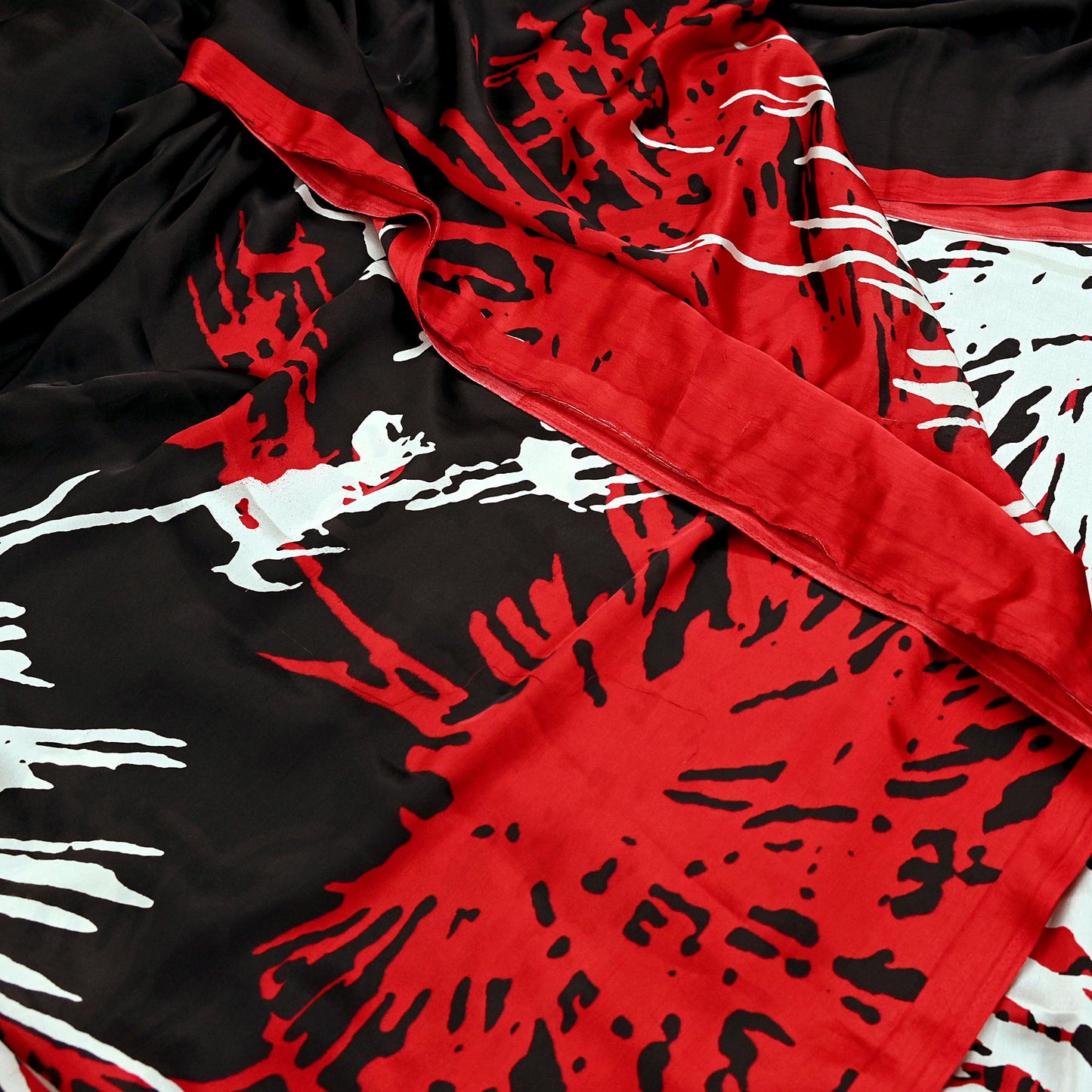 Indian Vintage Saree Black Satin Printed Sari 6yd Sewing Floral Soft Craft Fabric Dressmaking For Crafting Quilting Upcycle