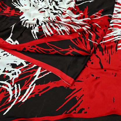 Indian Vintage Saree Black Satin Printed Sari 6yd Sewing Floral Soft Craft Fabric Dressmaking For Crafting Quilting Upcycle