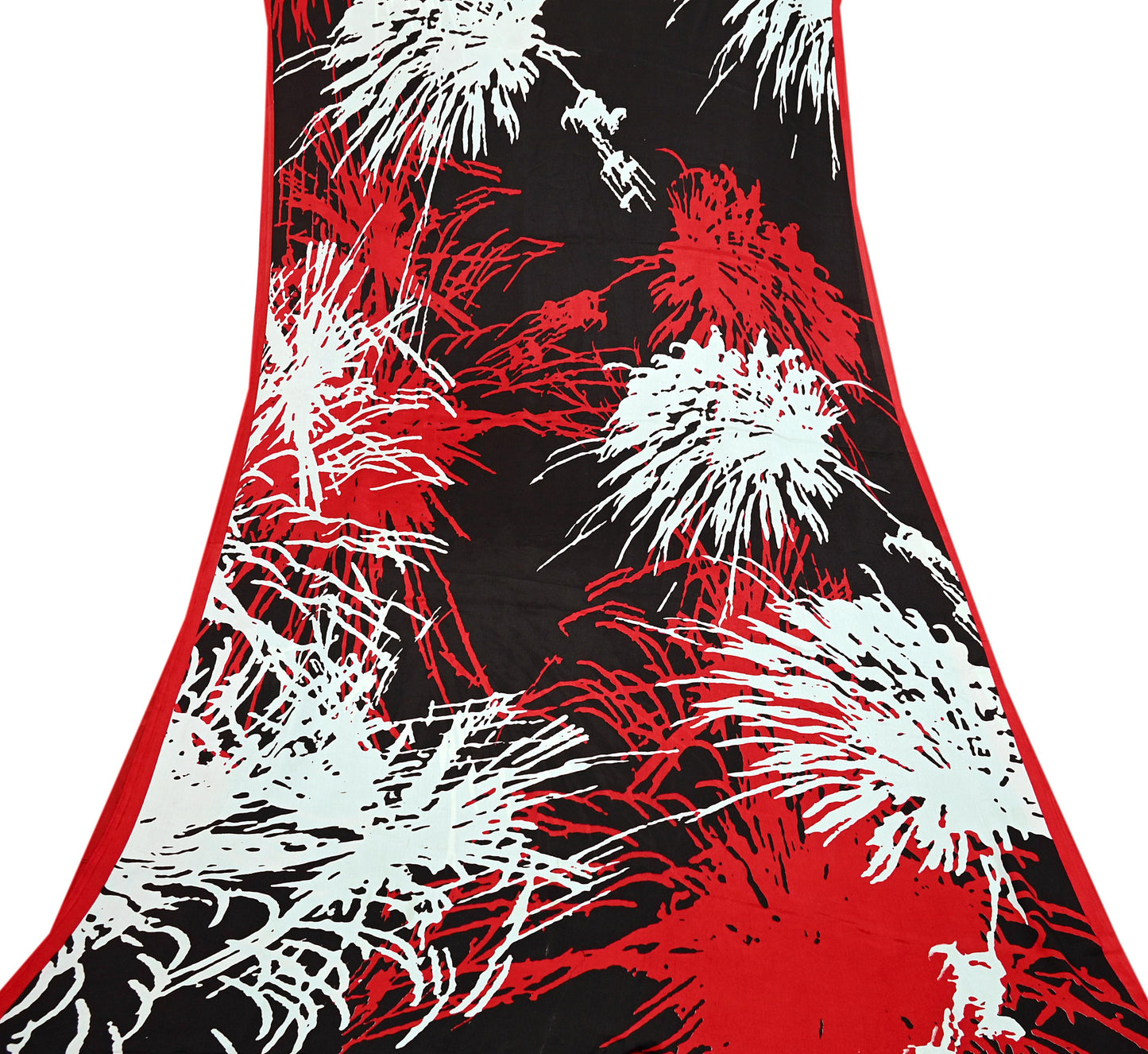 Indian Vintage Saree Black Satin Printed Sari 6yd Sewing Floral Soft Craft Fabric Dressmaking For Crafting Quilting Upcycle