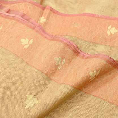 Indian Vintage Sarees Beige Pure Cotton Hand Woven Jamdani Sari 5yd Ethnic Floral Craft Fabric Dress making Upcycle Crafting Quilting