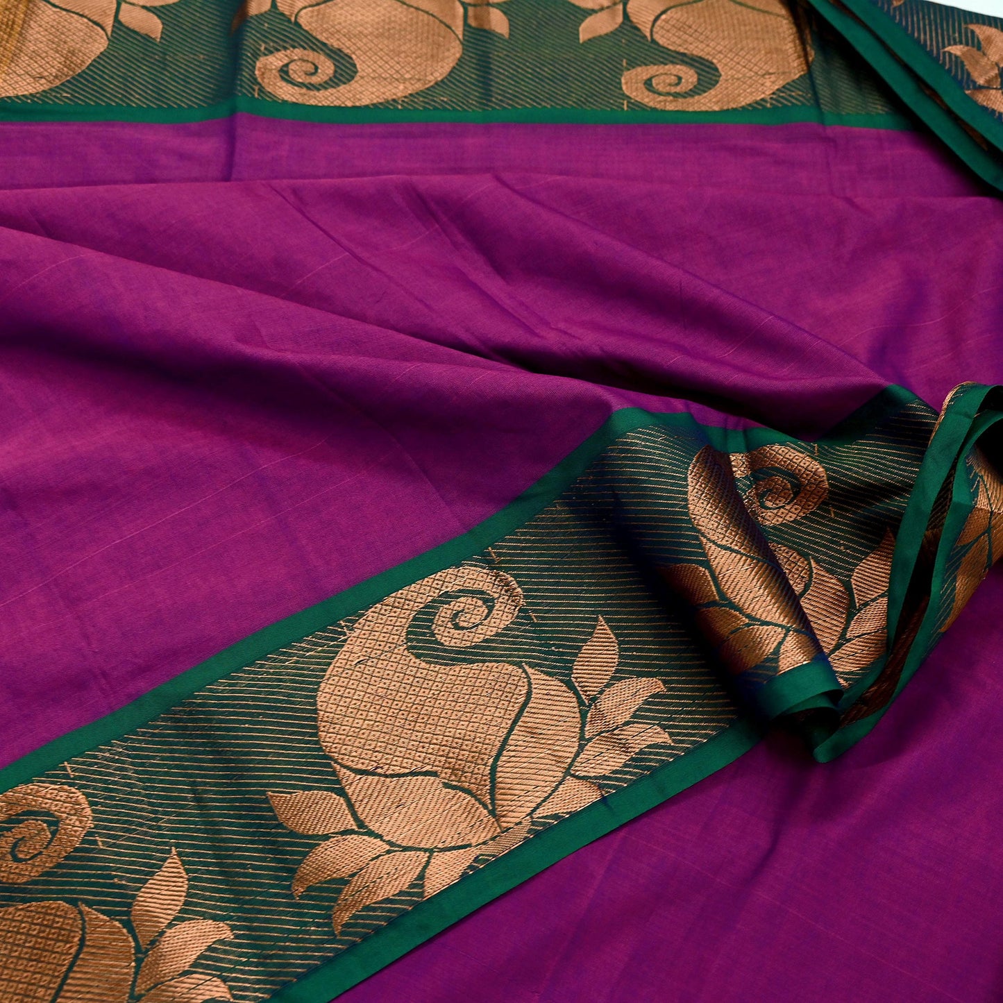 Indian Vintage Sari Purple Cotton Hand Woven Saree Zari 5Yd Craft Fabric Sewing Soft Floral Ethnic Zari Dress making Crafting Quilting