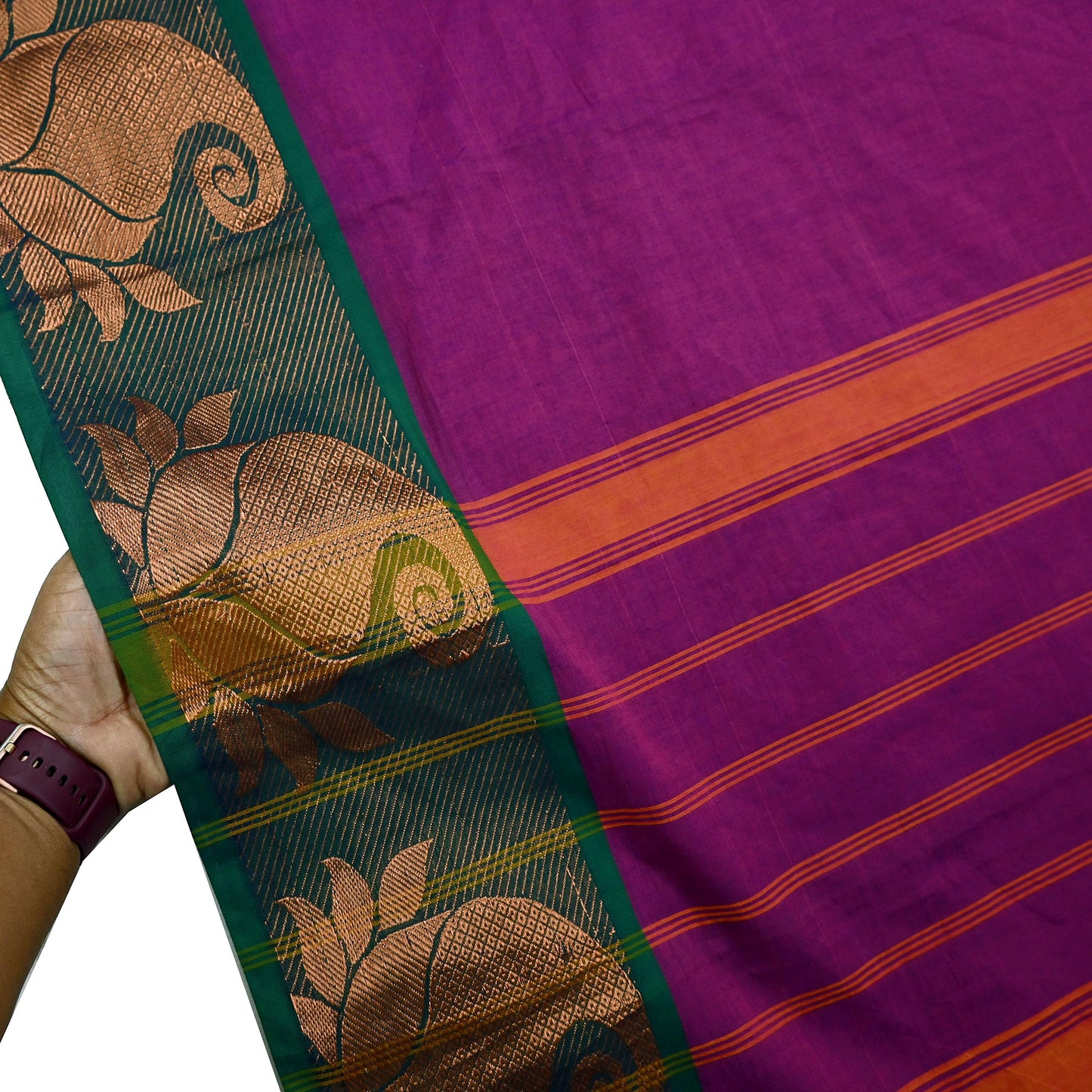 Indian Vintage Sari Purple Cotton Hand Woven Saree Zari 5Yd Craft Fabric Sewing Soft Floral Ethnic Zari Dress making Crafting Quilting
