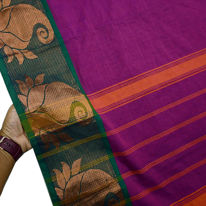 Indian Vintage Sari Purple Cotton Hand Woven Saree Zari 5Yd Craft Fabric Sewing Soft Floral Ethnic Zari Dress making Crafting Quilting