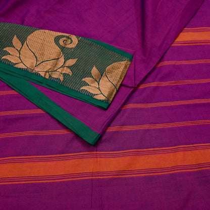 Indian Vintage Sari Purple Cotton Hand Woven Saree Zari 5Yd Craft Fabric Sewing Soft Floral Ethnic Zari Dress making Crafting Quilting