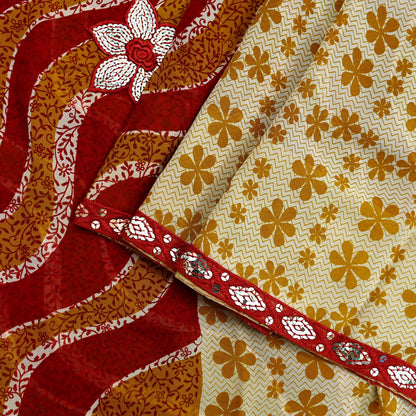 Indian Vintage Saree Pure Georgette Silk Embroidered Sari Craft Fabric 5Yd Ethnic Soft Dress making Crafting Quilting