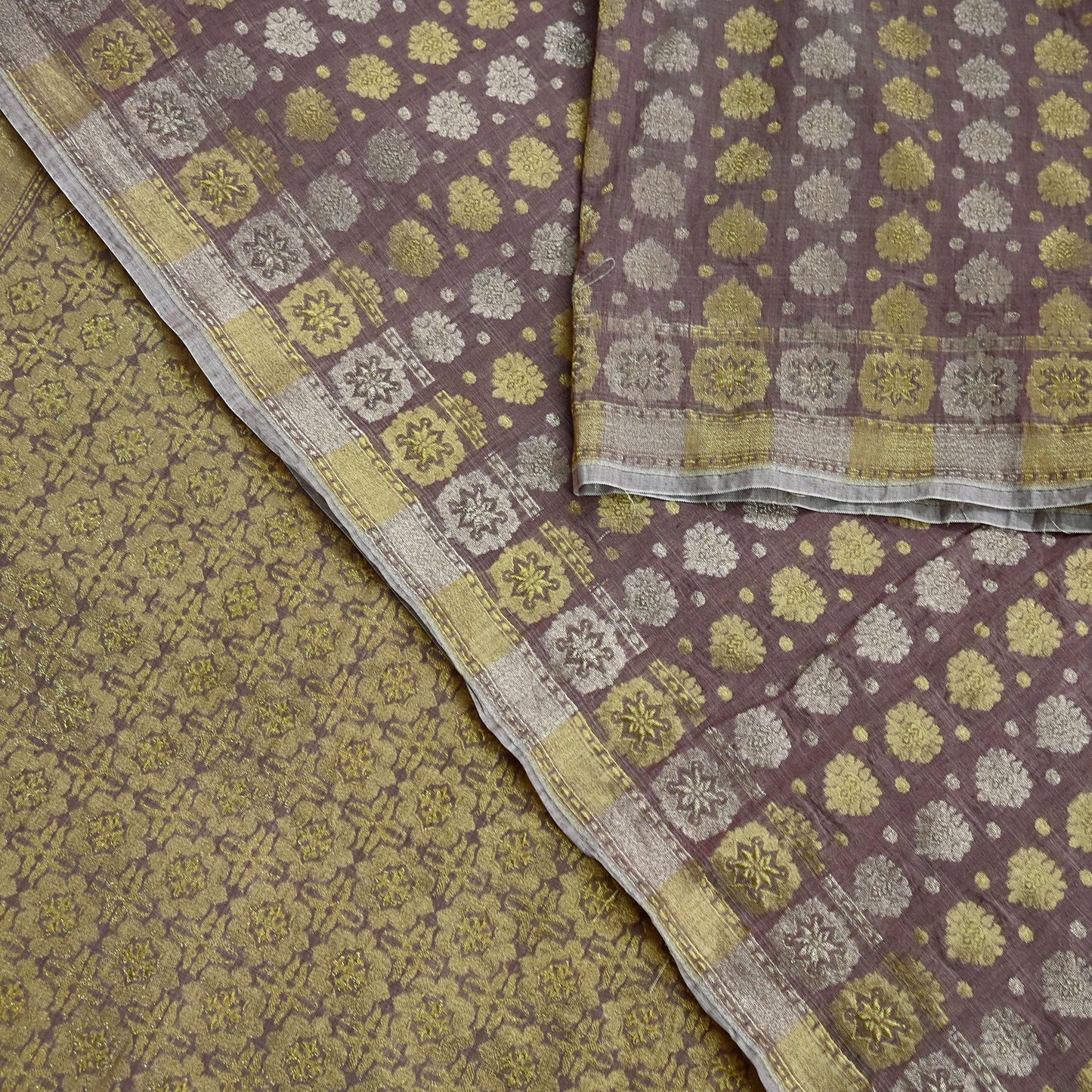 Indian Vintage Sari Brown Pure Cotton Hand Woven Sarees Craft Fabric 5yd Ethnic Crafting Quilting Dress Making Quilting Upcycle