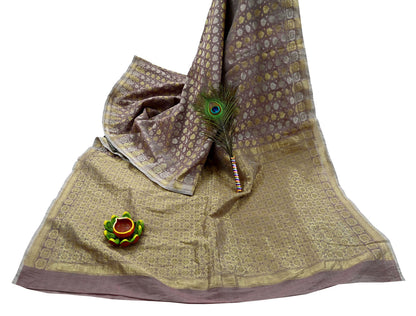 Indian Vintage Sari Brown Pure Cotton Hand Woven Sarees Craft Fabric 5yd Ethnic Crafting Quilting Dress Making Quilting Upcycle