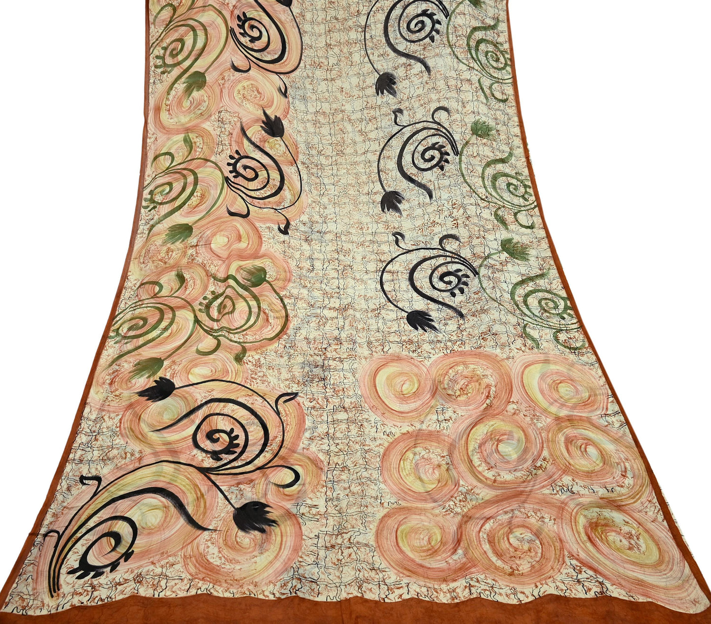 Women Indian Vintage Sari Ivory Pure Georgette Silk Printed Sarees Craft Fabric Sewing 5Yd Soft Dress Making Quilting Crafting