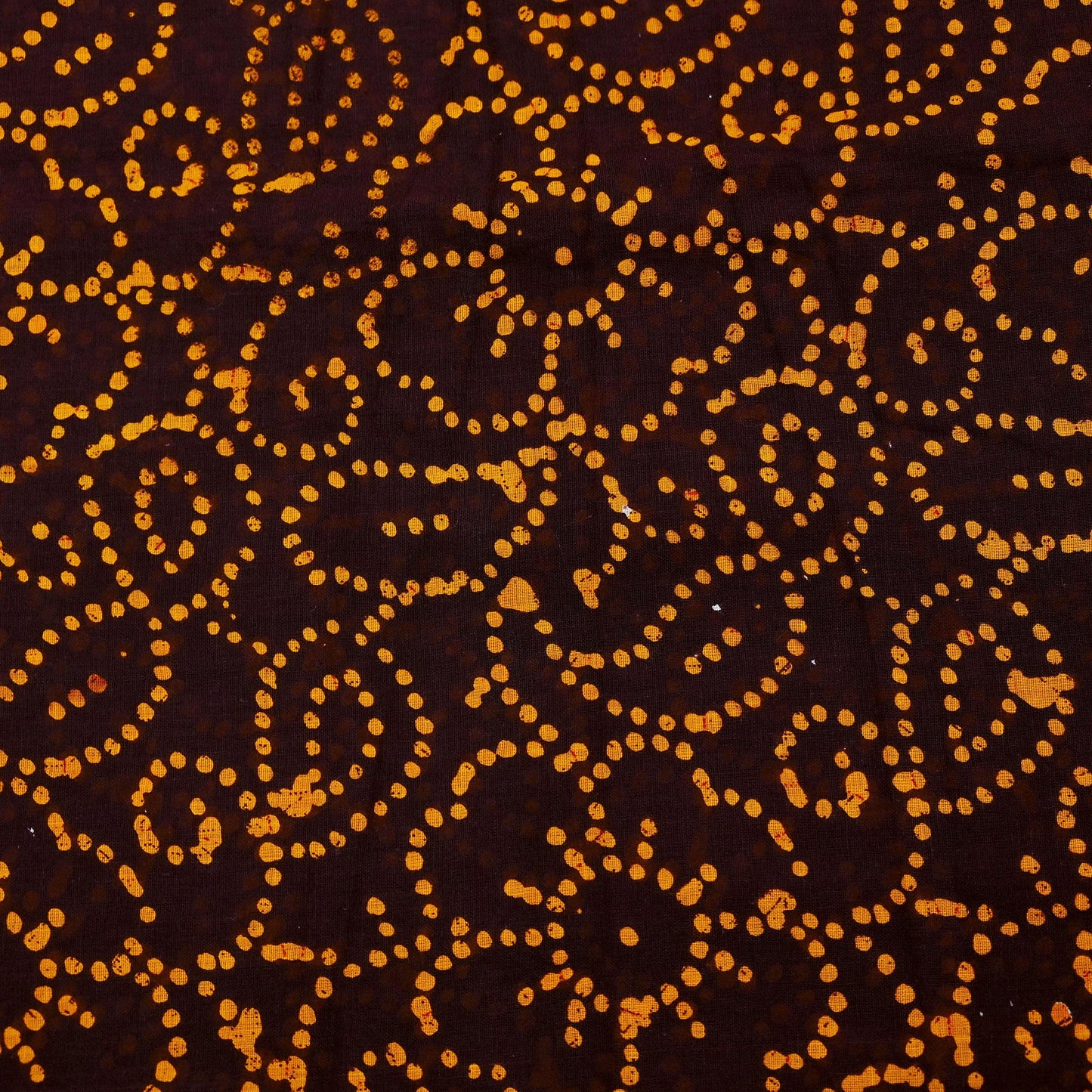 Indian Vintage Saffron & Brown Saree Batik Printed 100% Pure Cotton Sari Craft Fabric Soft 5Yd Sewing Sarong Wrap Boho Dress Making Upcycle