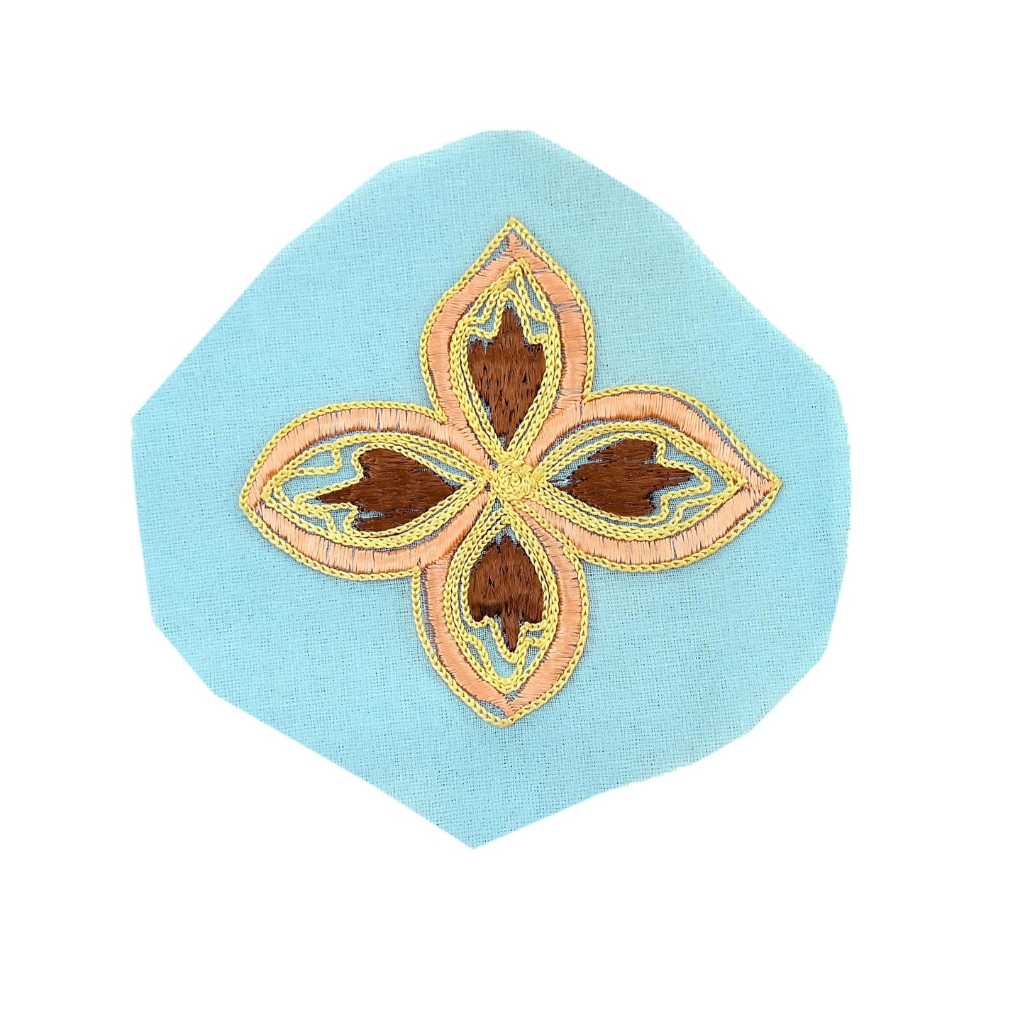Indian Vintage Blue Georgette Rare Appliques - set of 6 Embroidered VERY OLD ANTIQUE Snippets Remnants Craft Journals