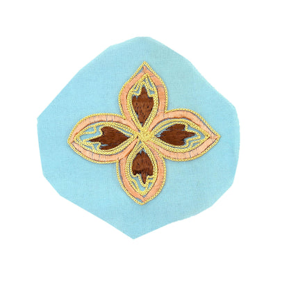 Indian Vintage Blue Georgette Rare Appliques - set of 6 Embroidered VERY OLD ANTIQUE Snippets Remnants Craft Journals