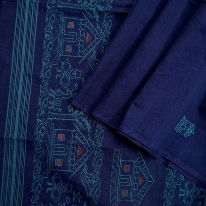Indian Vintage Blue Dupatta Long Stole Woven Pure Cotton Scarves Veil Soft Fringes
