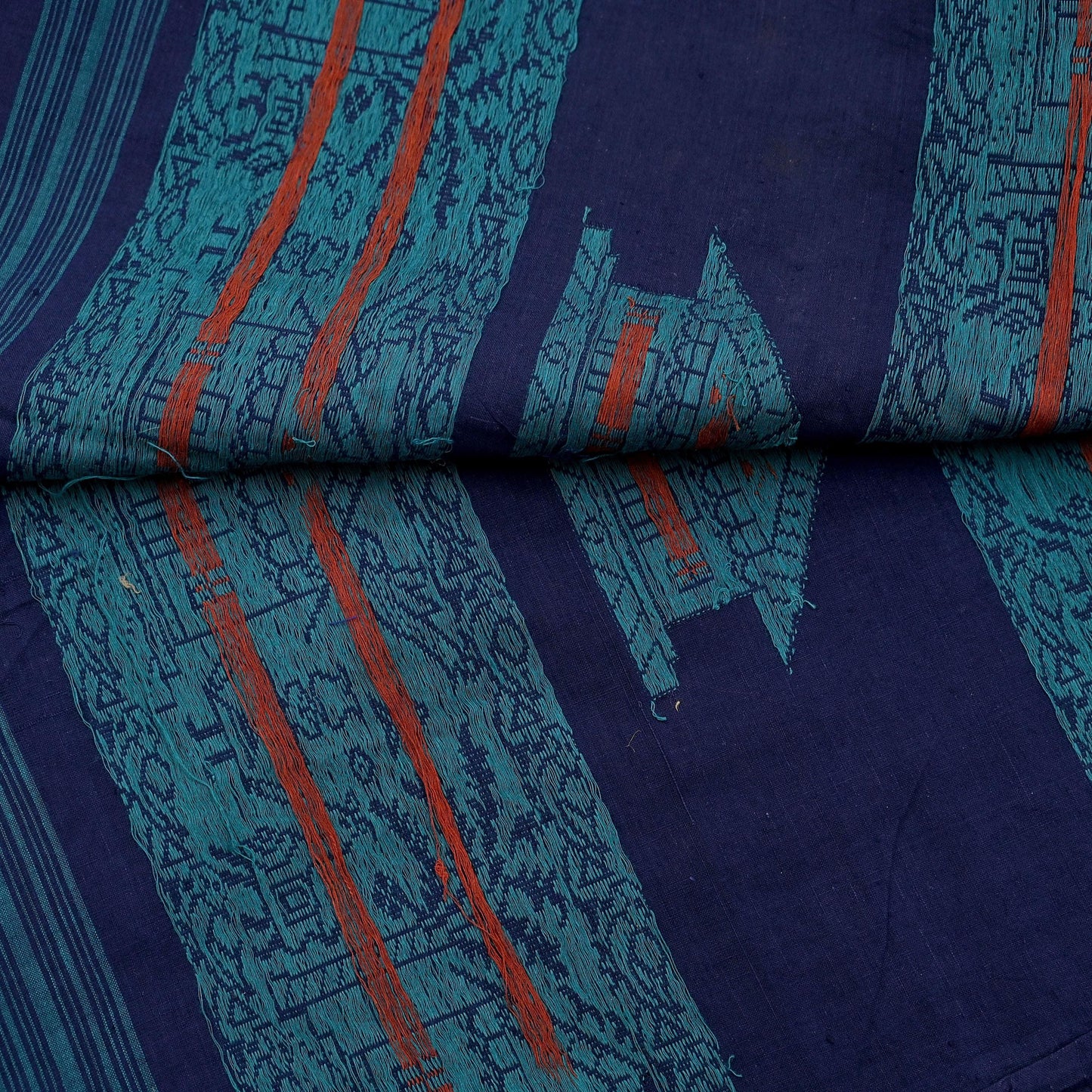 Indian Vintage Blue Dupatta Long Stole Woven Pure Cotton Scarves Veil Soft Fringes