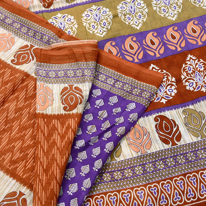 Indian Vintage Multi Saree Printed 100% Pure Cotton Sari Craft Fabric Soft 5Yd Sewing Sarong Wrap Boho Dress Making Quilting Crafting
