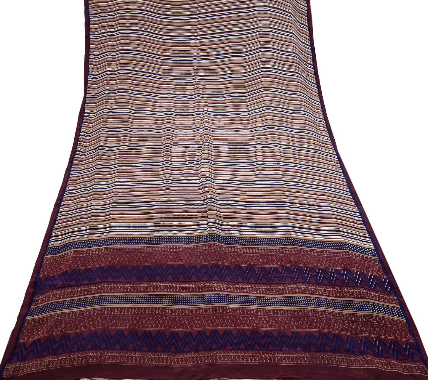 Striped fabric with wavy pattern on a white background