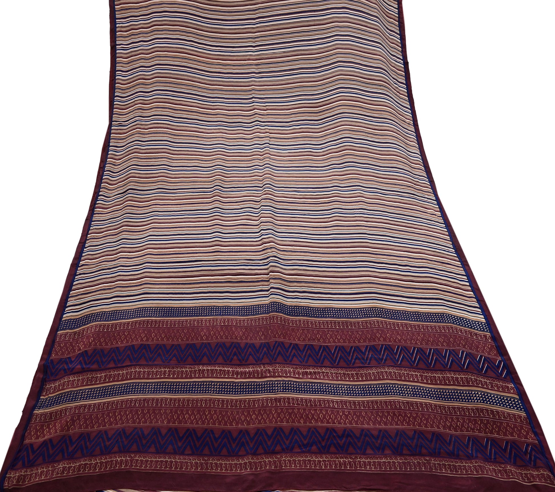 Striped fabric with wavy pattern on a white background