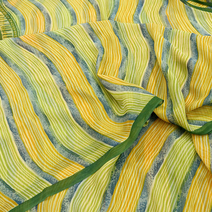 Women Vintage Sari Multi Pure Georgette Silk Printed Saree Craft Fabric Sewing 6Yard Soft Light Dress Making Floral Dress making Crafting