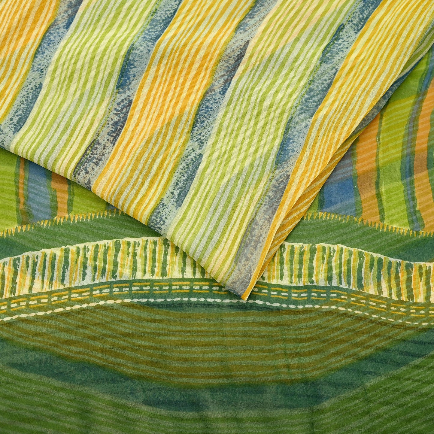 Women Vintage Sari Multi Pure Georgette Silk Printed Saree Craft Fabric Sewing 6Yard Soft Light Dress Making Floral Dress making Crafting