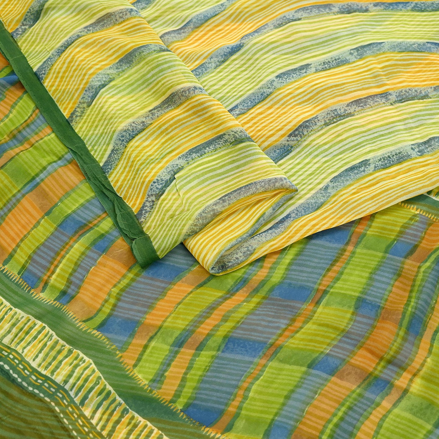 Women Vintage Sari Multi Pure Georgette Silk Printed Saree Craft Fabric Sewing 6Yard Soft Light Dress Making Floral Dress making Crafting