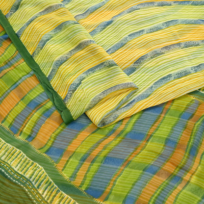 Women Vintage Sari Multi Pure Georgette Silk Printed Saree Craft Fabric Sewing 6Yard Soft Light Dress Making Floral Dress making Crafting