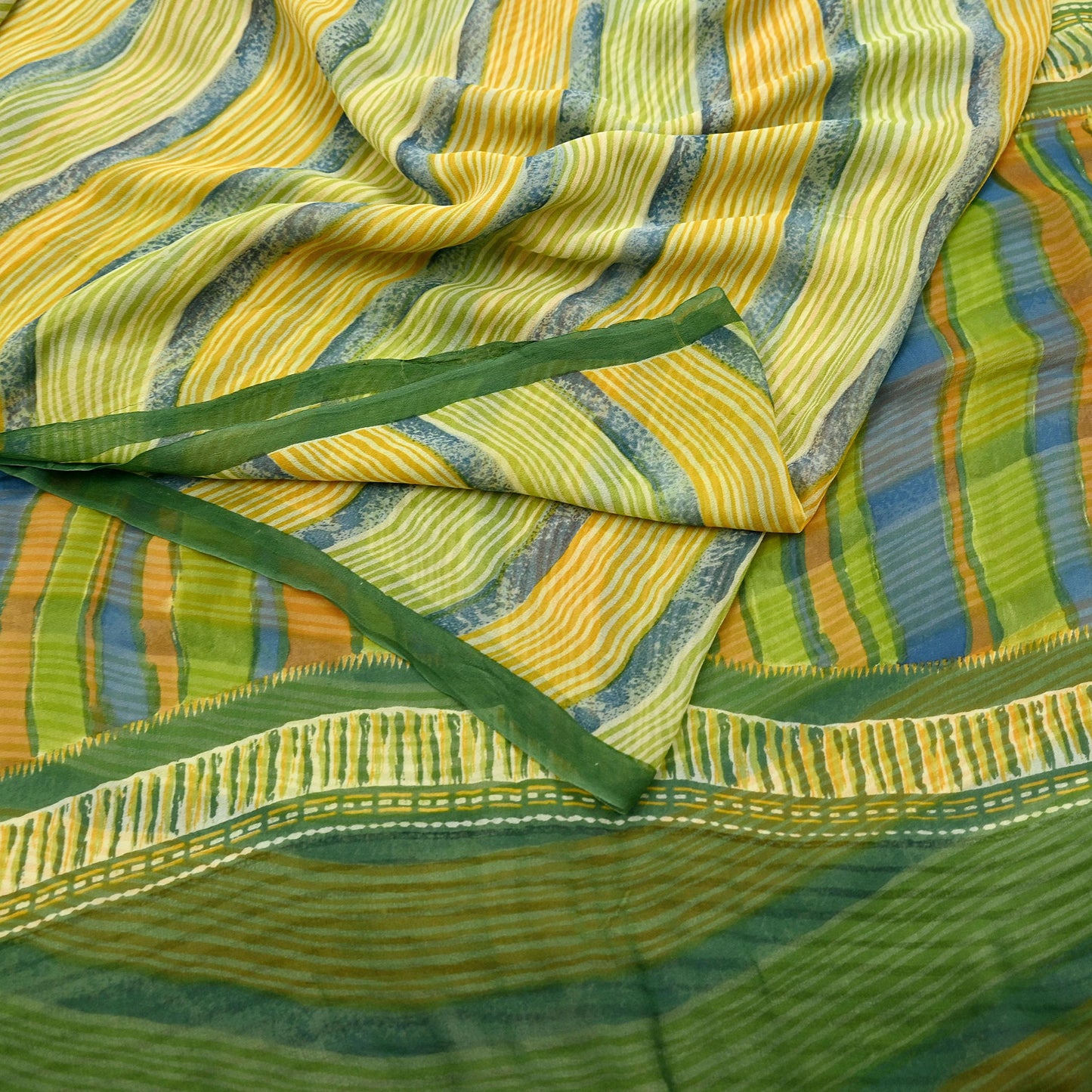 Women Vintage Sari Multi Pure Georgette Silk Printed Saree Craft Fabric Sewing 6Yard Soft Light Dress Making Floral Dress making Crafting