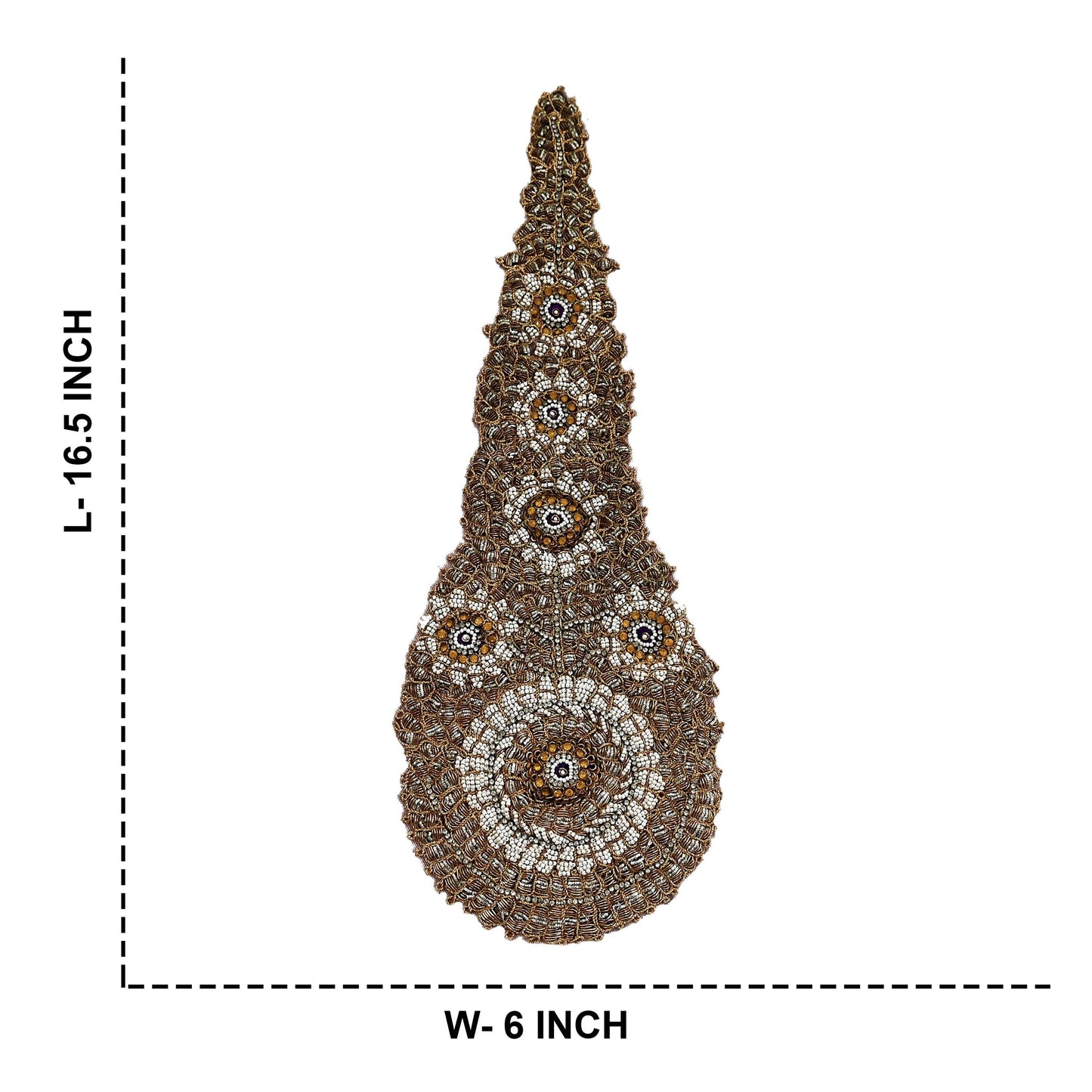 Indian Vintage Net/Mesh Appliques  Set of 1 | Hand-Embroidered Floral Patches with Zardozi,Dabka, Zari,for Craft, Journals