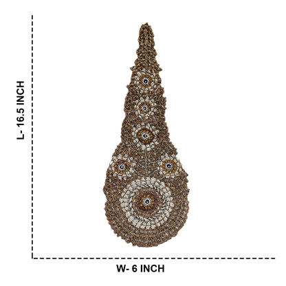 Indian Vintage Net/Mesh Appliques  Set of 1 | Hand-Embroidered Floral Patches with Zardozi,Dabka, Zari,for Craft, Journals