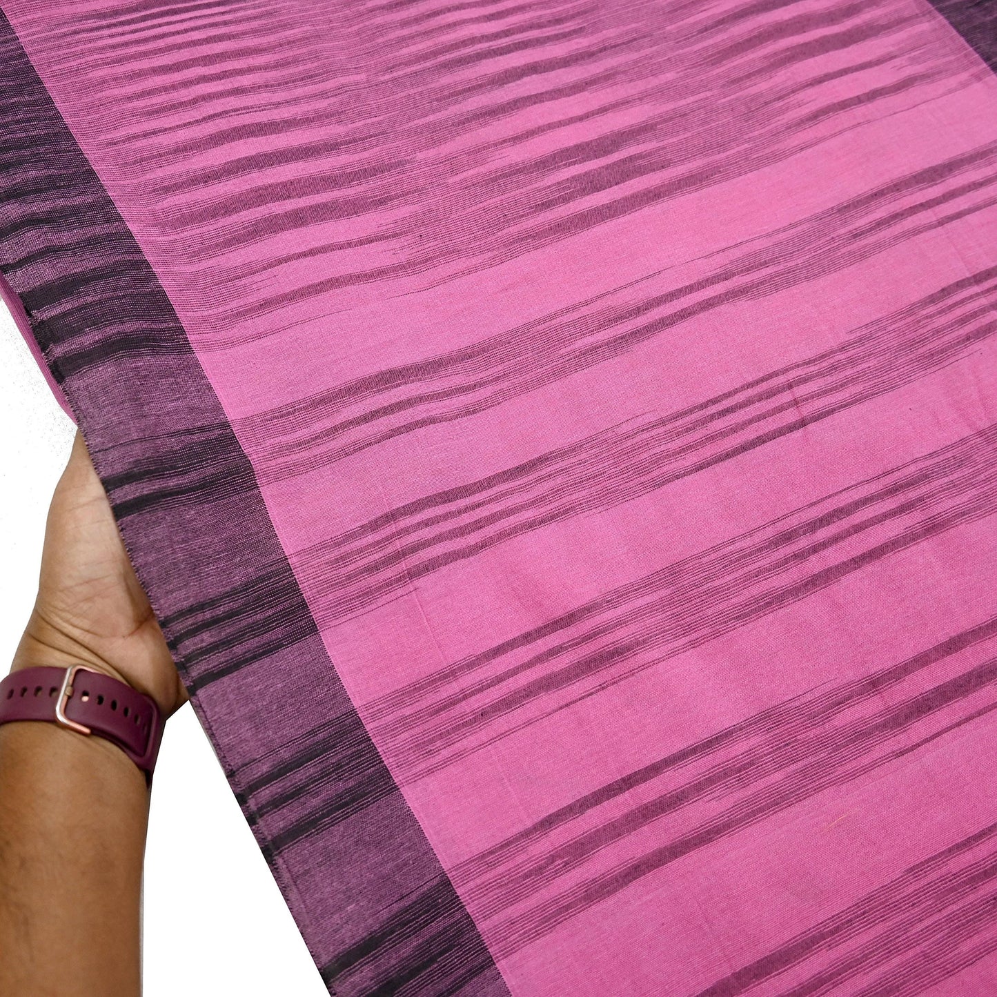 Indian Vintage Sari Pink Woven 100% Pure Cotton Sarees Craft Fabric 5Yd Stripes Upcycle Quilting Crafting Dress making Upcycle Boho Wrap