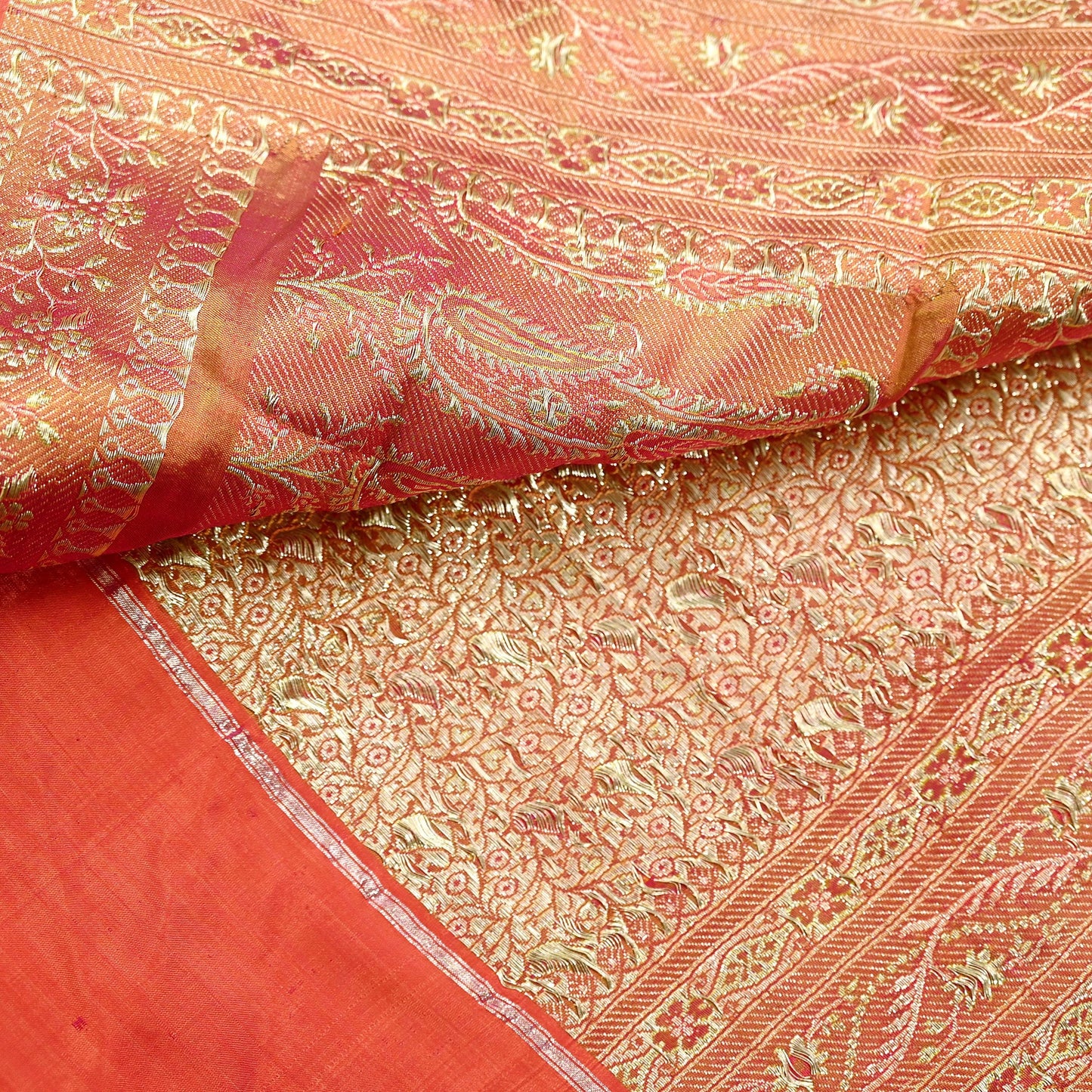 Indian Vintage Sari Pink Heavy Wedding Pure Satin Silk Woven Banarasi Tanchoi Saree 5Yd Ethnic Craft Fabric Upcycle Bridal Heavy Sarees
