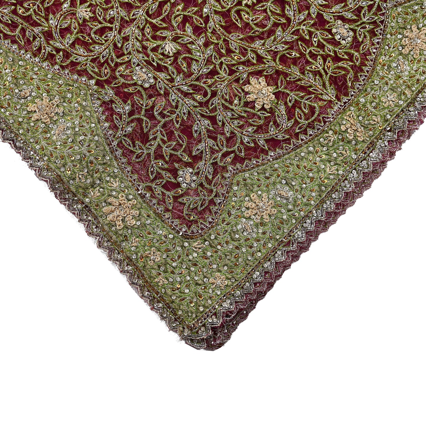 Indian Vintage Heavy Bridal Dupatta Pink Net Mesh Long Stole Hand Embroidered Scarves Silver Zardozi Dabka Zari Sequins Wedding Dupatta