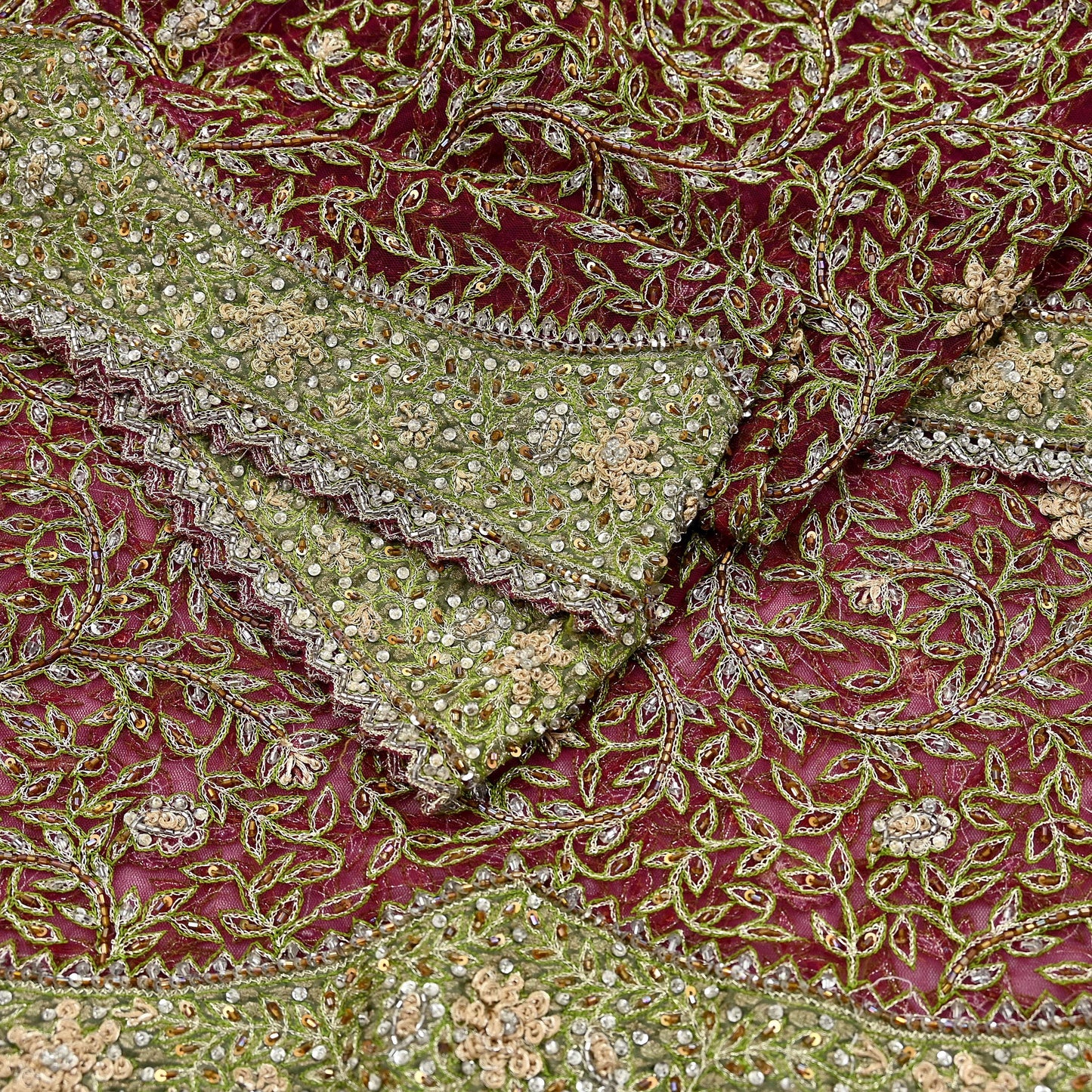 Indian Vintage Heavy Bridal Dupatta Pink Net Mesh Long Stole Hand Embroidered Scarves Silver Zardozi Dabka Zari Sequins Wedding Dupatta