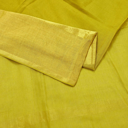 Indian Vintage Dupatta Lemon Green Long Stole Printed Woven Pure Cotton Scarves Veil Golden Zari Soft Stripes Design