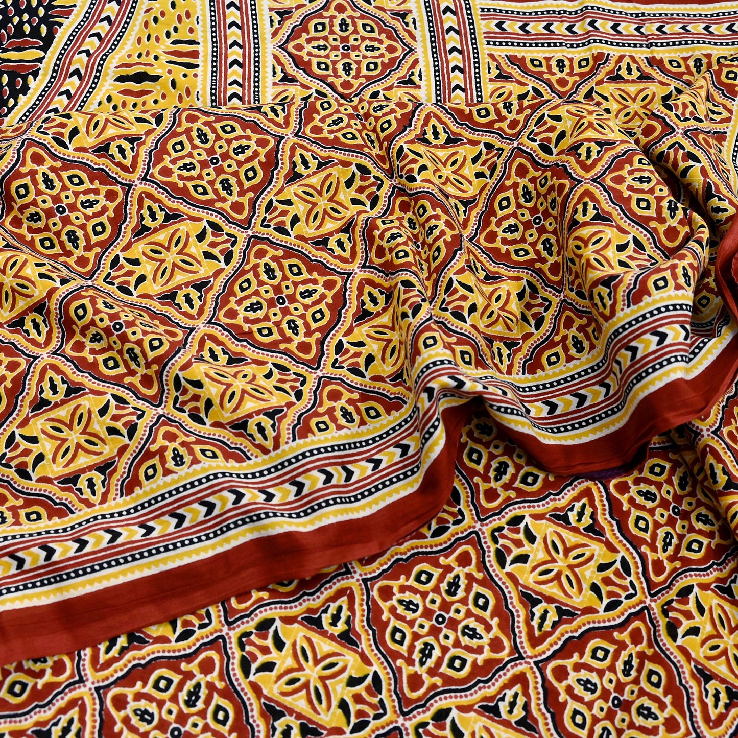 Indian Vintage Rusty Sarees Pure Cotton Block Printed Sari 5yd Sewing Craft Fabric DressMaking Soft Crafting Quilting Upcycle