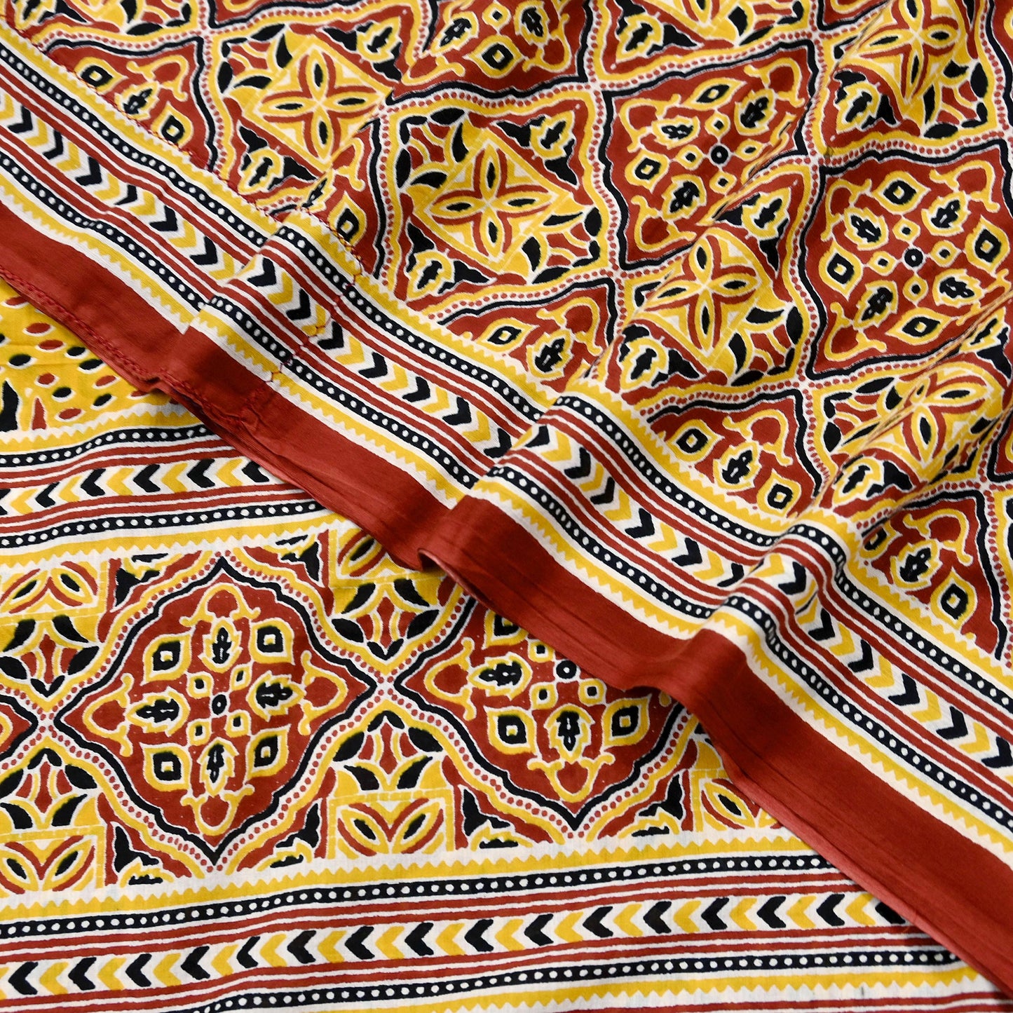 Indian Vintage Rusty Sarees Pure Cotton Block Printed Sari 5yd Sewing Craft Fabric DressMaking Soft Crafting Quilting Upcycle