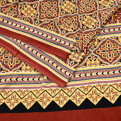 Indian Vintage Rusty Sarees Pure Cotton Block Printed Sari 5yd Sewing Craft Fabric DressMaking Soft Crafting Quilting Upcycle