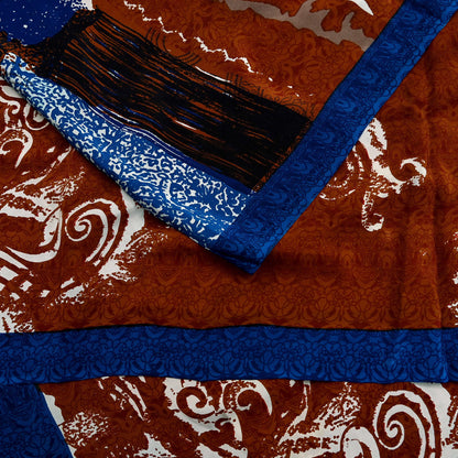 Indian Vintage Sari Multi Pure Crepe Silk Printed Saree 6yard Sewing Ethnic Wrap Craft Fabric Dressmaking Crafting Upcycle Quilting