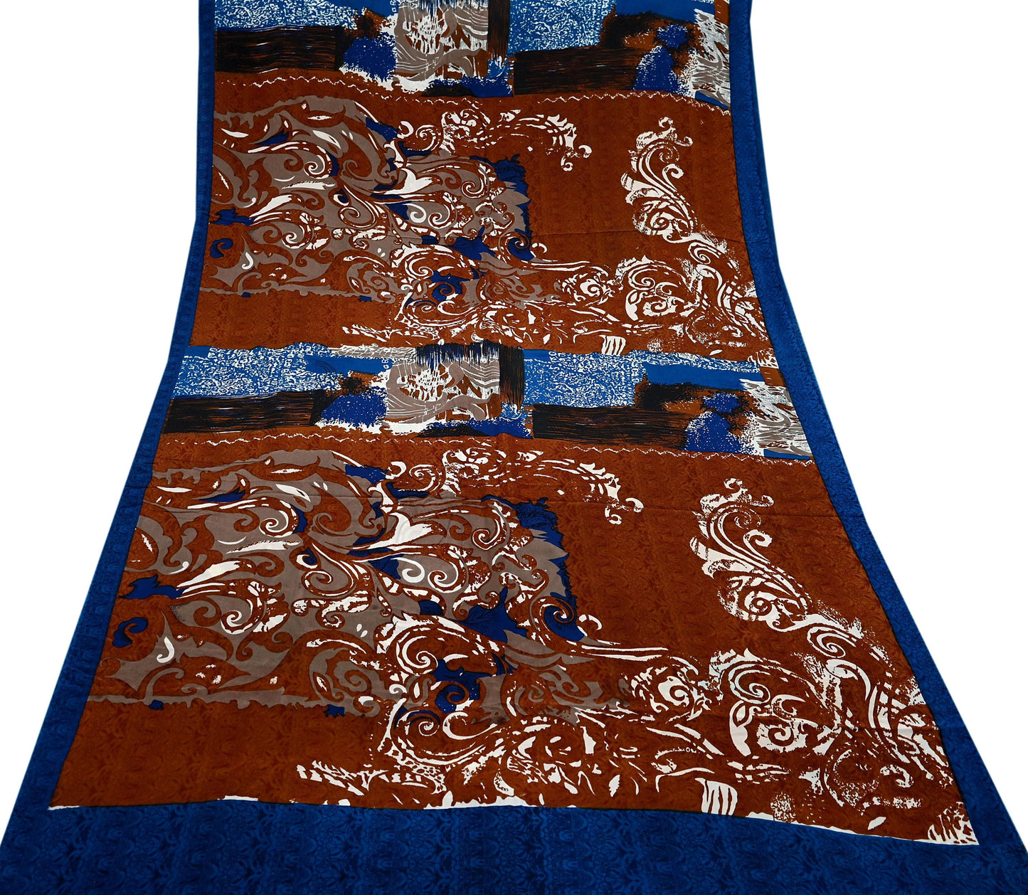 Indian Vintage Sari Multi Pure Crepe Silk Printed Saree 6yard Sewing Ethnic Wrap Craft Fabric Dressmaking Crafting Upcycle Quilting